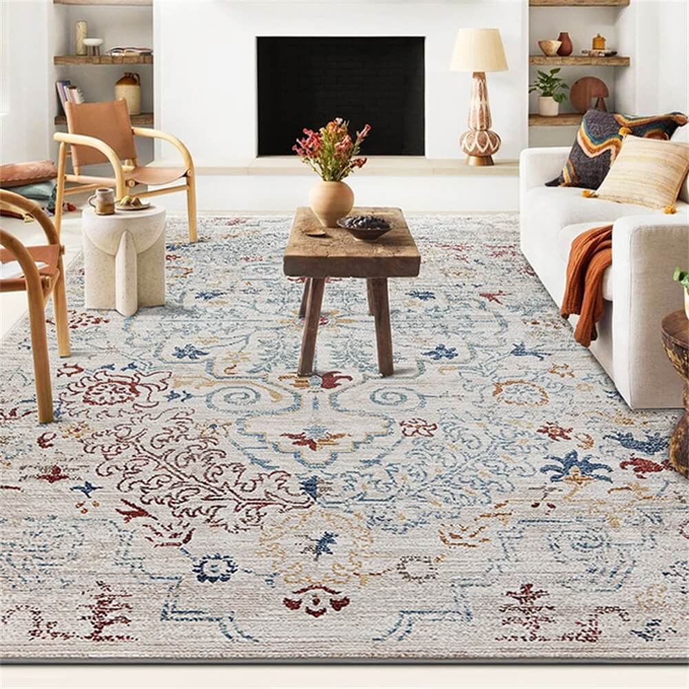 Tapis vintage bleu et crème adapté aux animaux de compagnie - Une élégance intemporelle pour votre maison - Image 10