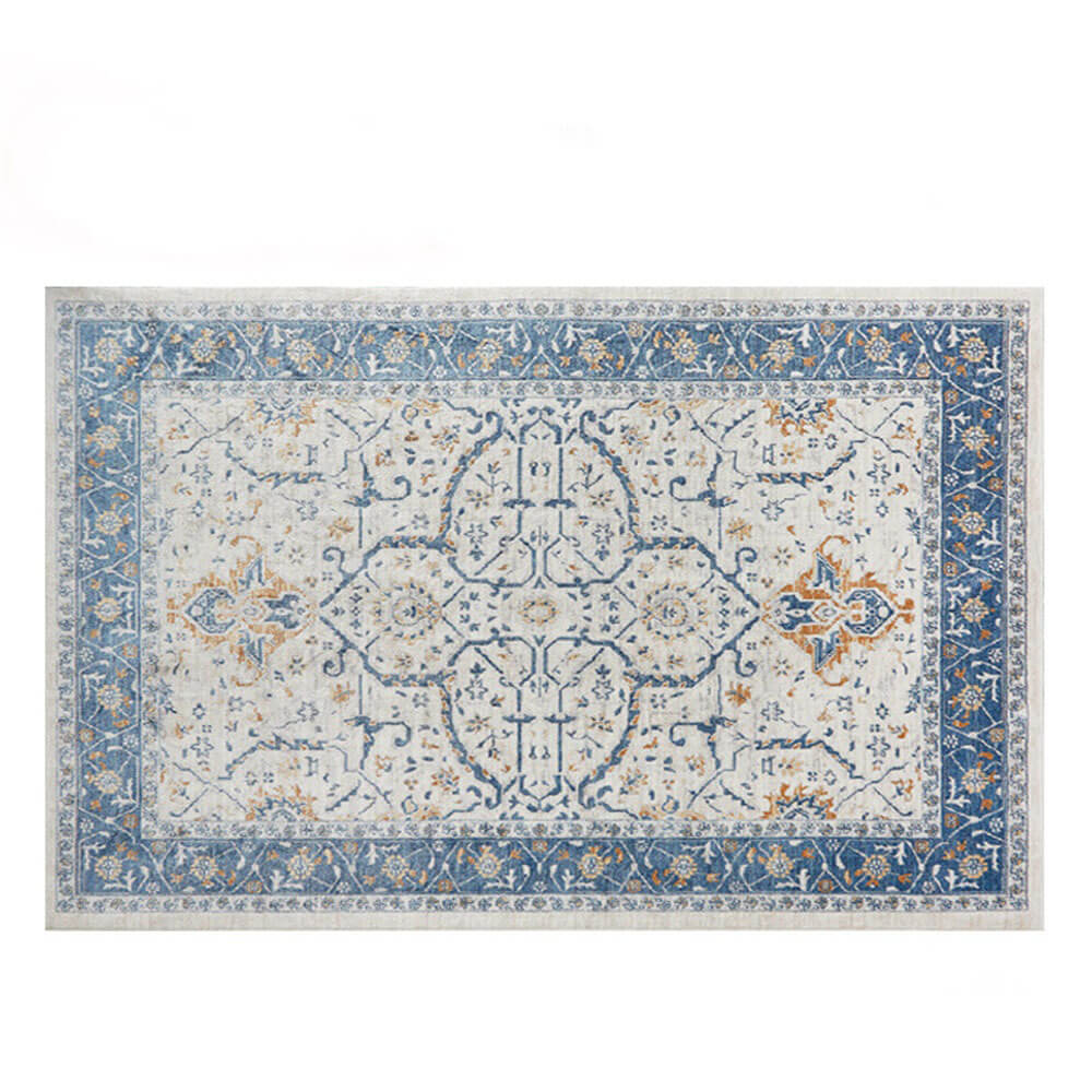 Tapis vintage bleu et crème adapté aux animaux de compagnie - Une élégance intemporelle pour votre maison - Image 6