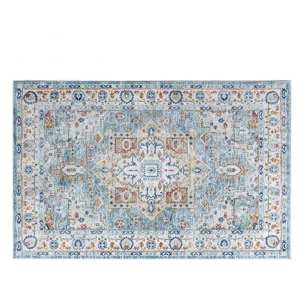 Tapis vintage bleu et crème adapté aux animaux de compagnie - Une élégance intemporelle pour votre maison - Image 9