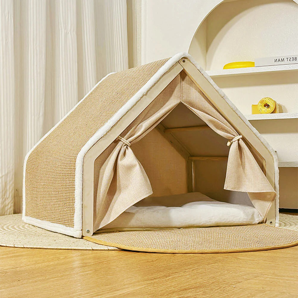 Tente pour chat tout-en-un avec toit griffoir et espace de couchage confortable - Image 10