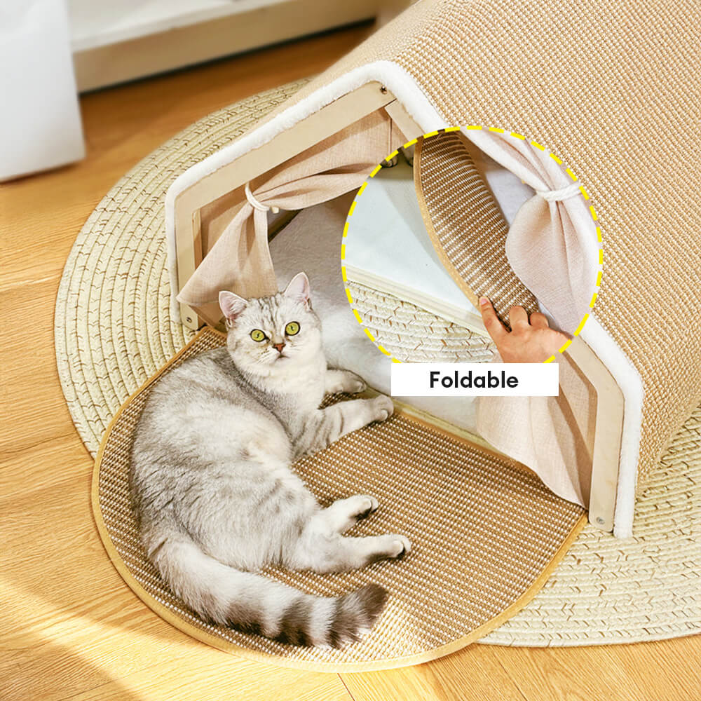 Tente pour chat tout-en-un avec toit griffoir et espace de couchage confortable - Image 4
