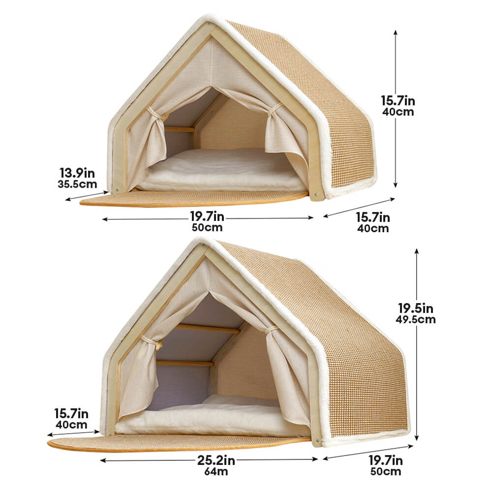 Tente pour chat tout-en-un avec toit griffoir et espace de couchage confortable - Image 9