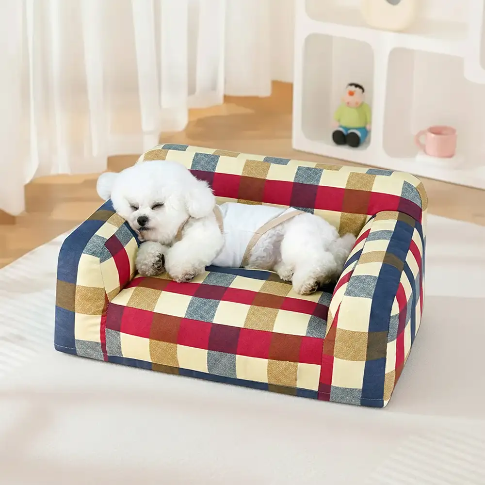 Tissu en toile de coton respirant et résistant aux rayures pour panier pour chien.