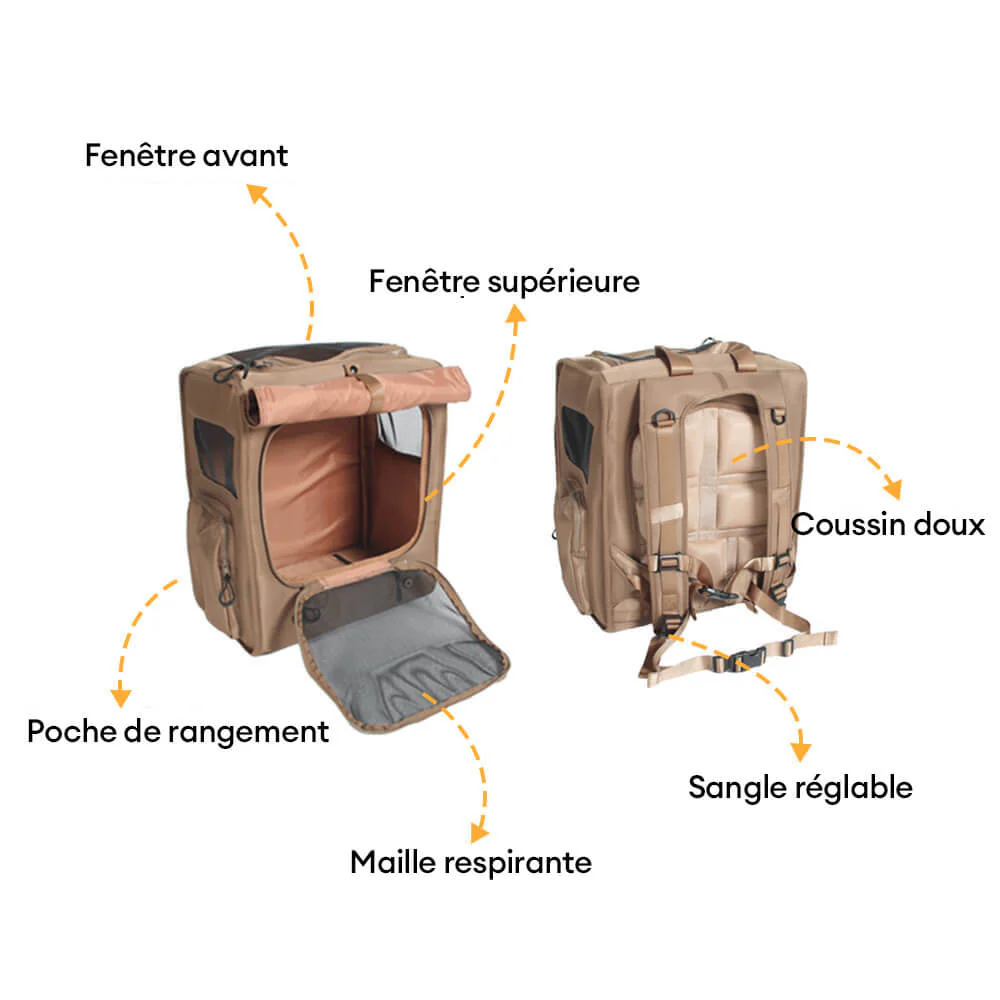 Transport Sac à Dos pour Animaux de Compagnie Grand Espace Maille Respirante Imperméable Voyage - Image 3