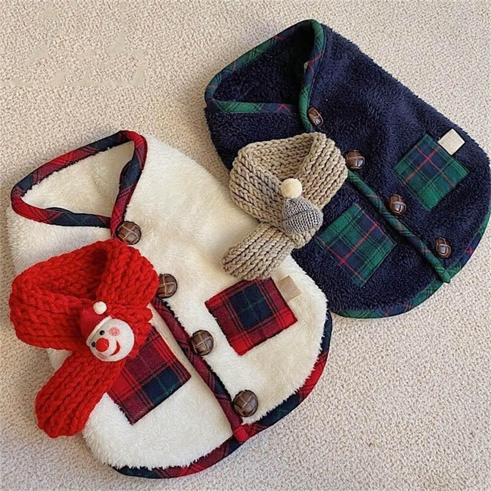 Veste d'hiver à carreaux pour chien avec écharpe festive et confortable pour les fêtes - Image 11