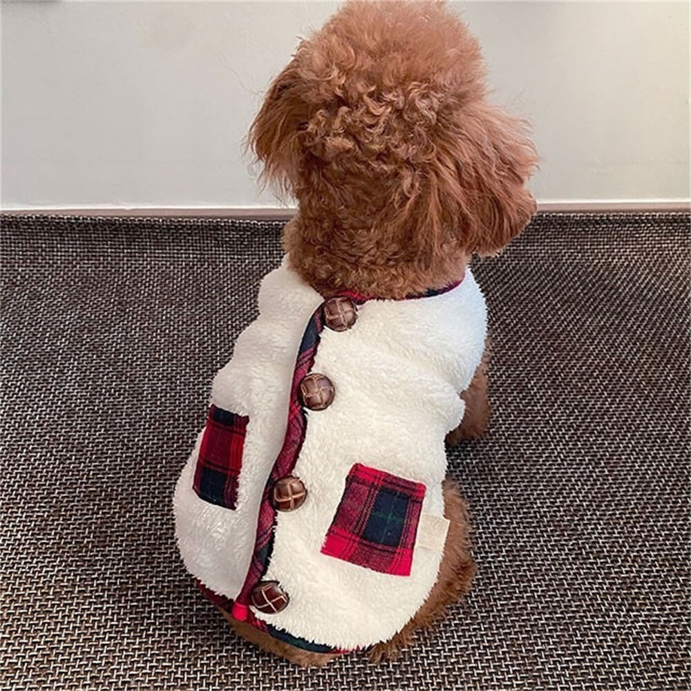 Veste d'hiver à carreaux pour chien avec écharpe festive et confortable pour les fêtes - Image 12