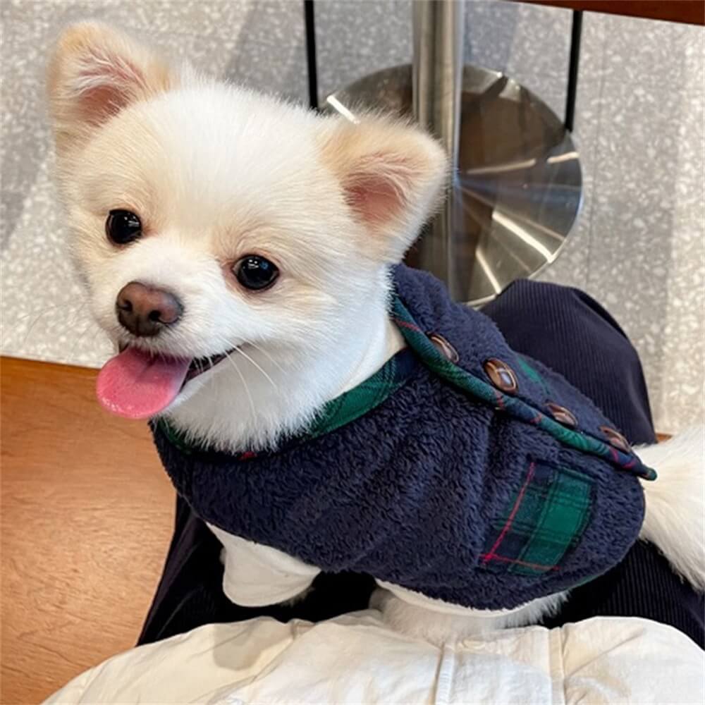 Veste d'hiver à carreaux pour chien avec écharpe festive et confortable pour les fêtes - Image 13