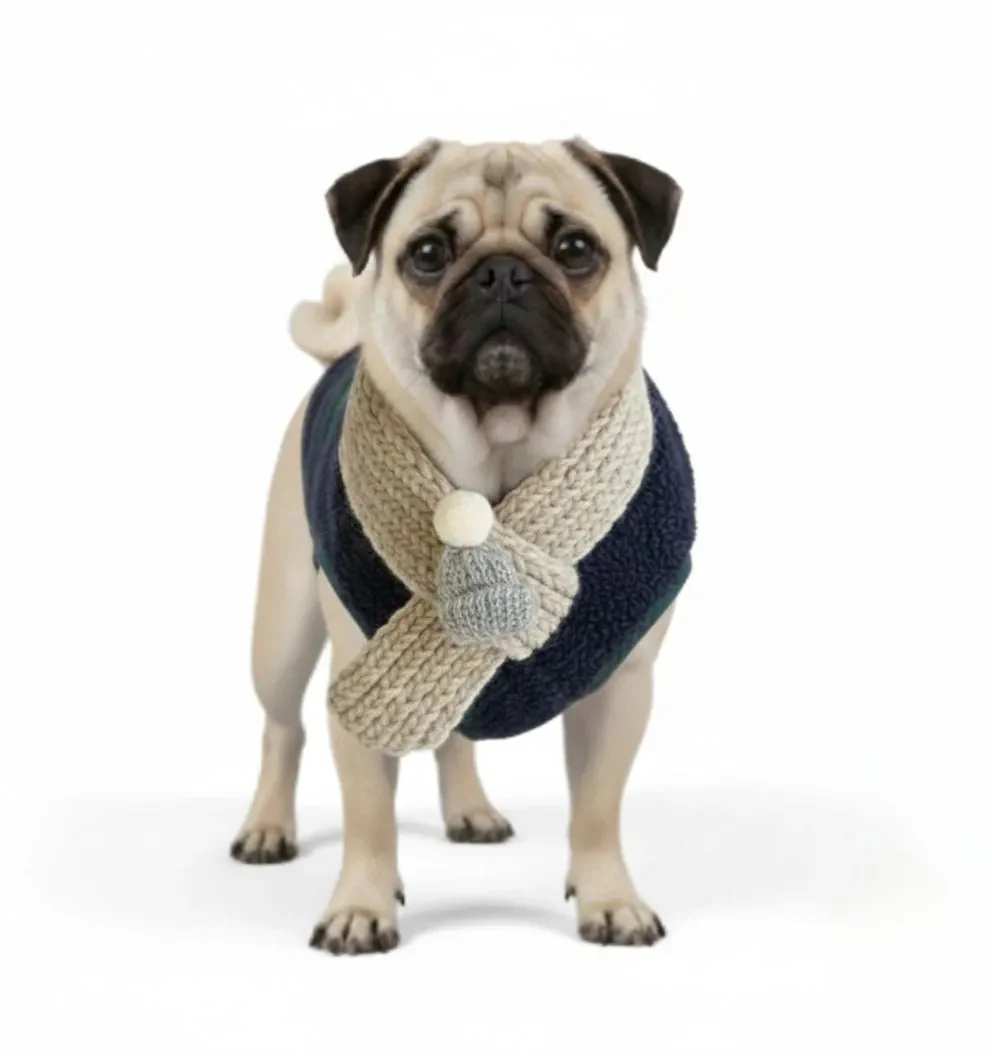 Veste d'hiver à carreaux pour chien avec écharpe festive et confortable pour les fêtes - Image 4