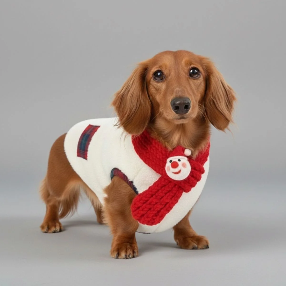 Veste d'hiver à carreaux pour chien avec écharpe festive et confortable pour les fêtes - Image 7