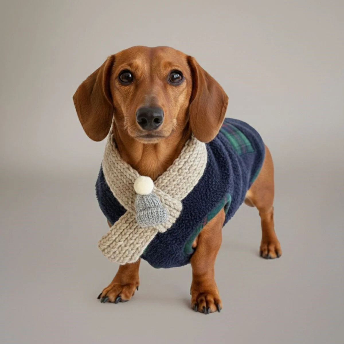 Veste d'hiver à carreaux pour chien avec écharpe festive et confortable pour les fêtes - Image 8