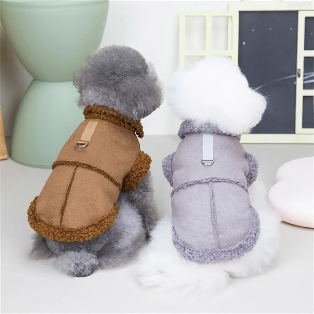 Veste pour chien en peau de mouton chaude et élégante pour l'hiver - Image 8